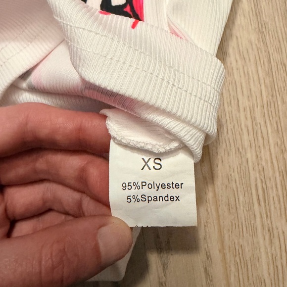 Airbrush Ribbed Crop Top White XS Y2K Graffiti Tank - Picture 3 of 5